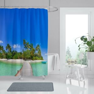 Banyo Perdesi 1x180x200 Tek Kanat Duş Perdesi Halka Hediyeli Duşakabin Perdesi Happiness