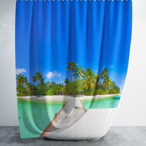 Banyo Perdesi 1x180x200 Tek Kanat Duş Perdesi Halka Hediyeli Duşakabin Perdesi Happiness