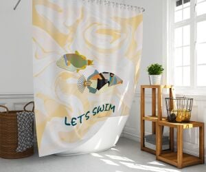 Banyo Perdesi 1x180x200 Tek Kanat Duş Perdesi Halka Hediyeli Duşakabin Perdesi Lets Swim