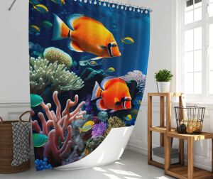 Banyo Perdesi 1x180x200 Tek Kanat Duş Perdesi Halka Hediyeli Duşakabin Perdesi Underwater