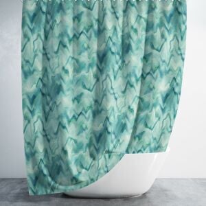 Banyo Perdesi 1x180x200 Tek Kanat Duş Perdesi Halka Hediyeli Duşakabin Perdesi Green Marble