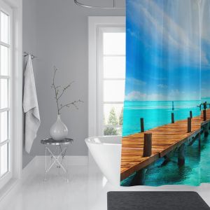 Banyo Perdesi 1x180x200 Tek Kanat Duş Perdesi Halka Hediyeli Duşakabin Perdesi The Dock