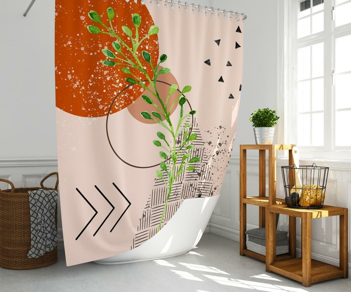 Banyo Perdesi 1x180x200 Tek Kanat Duş Perdesi Halka Hediyeli Duşakabin Perdesi Ruscus