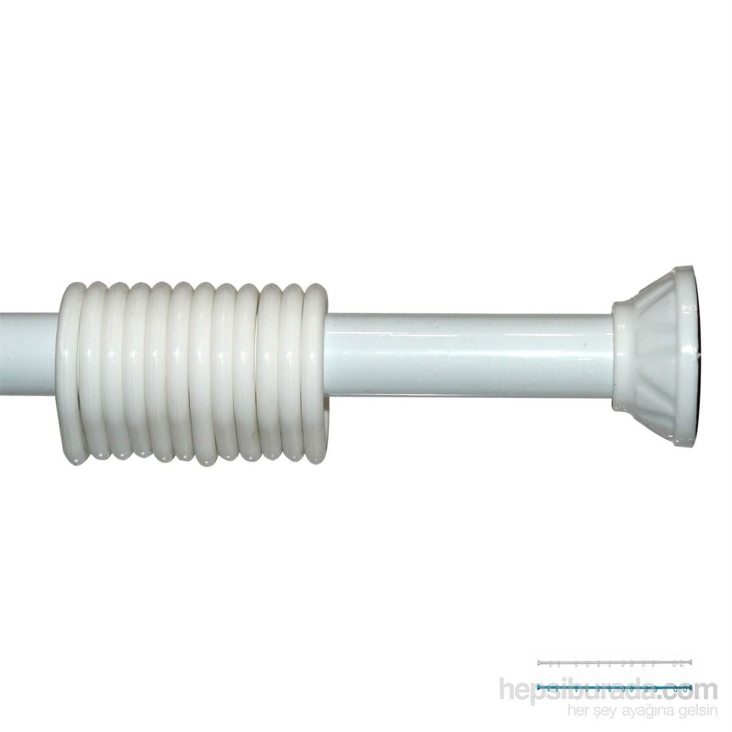 Banyo Perde Borusu 90cm-130cm Beyaz Duş Perde Borusu Perde Askısı Duş Borusu Metal