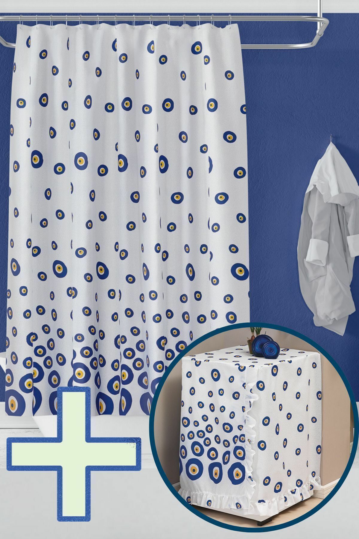 Banyo Perdesi 1x100x200 Tek Kanat Duş Perdesi Halka Hediyeli Ve Çamaşır Makina Örtüsü 3795