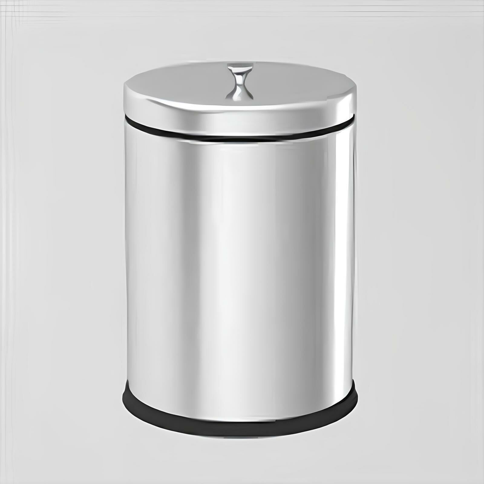 Paslanmaz Kapaklı Banyo Çöp Kovası Ofis Çöp Kovası 5 Lt Krom