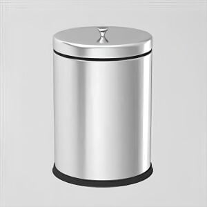 Paslanmaz Kapaklı Banyo Çöp Kovası Ofis Çöp Kovası 5 Lt Krom