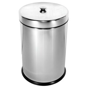 Paslanmaz Kapaklı Banyo Çöp Kovası Ofis Çöp Kovası 5 Lt Krom