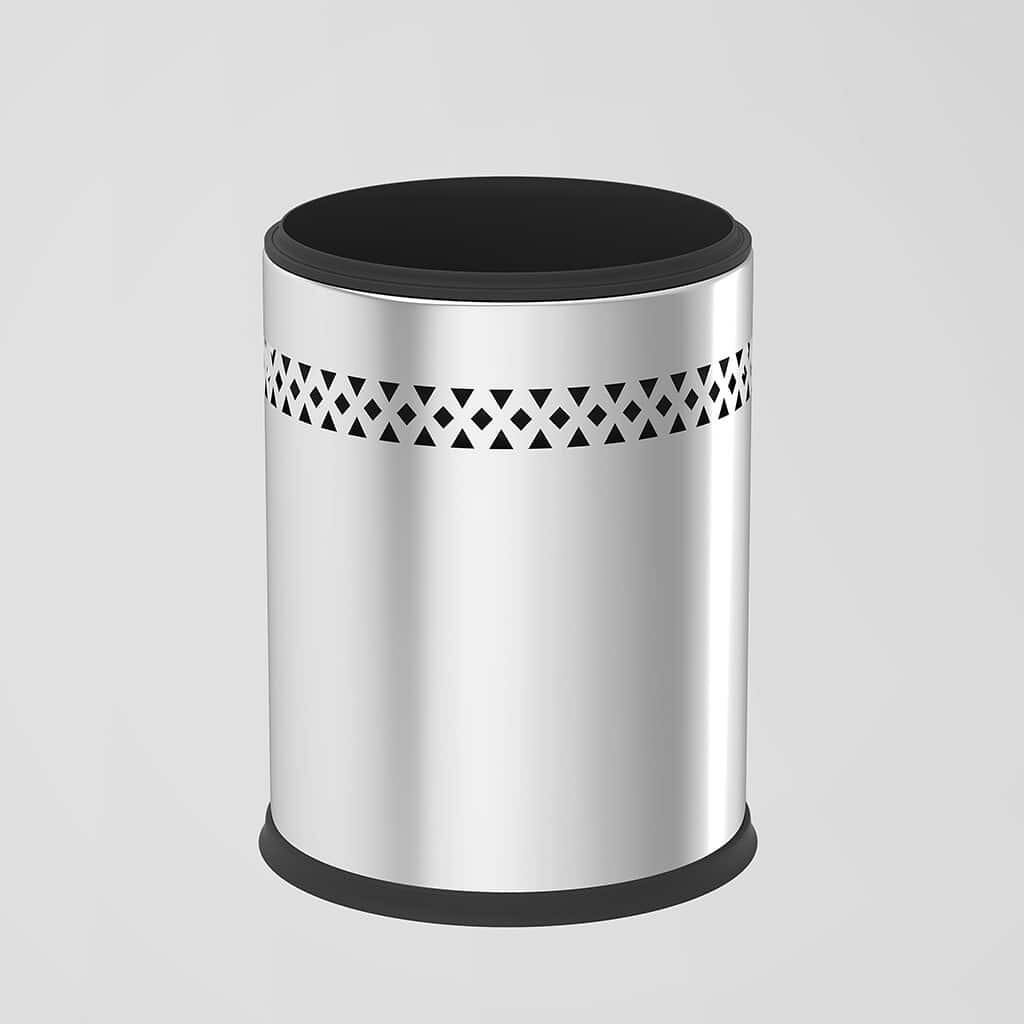 Paslanmaz Kapaksız Banyo Çöp Kovası Ofis Çöp Kovası 8 Lt Krom