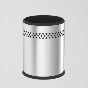 Paslanmaz Kapaksız Banyo Çöp Kovası Ofis Çöp Kovası 8 Lt Krom