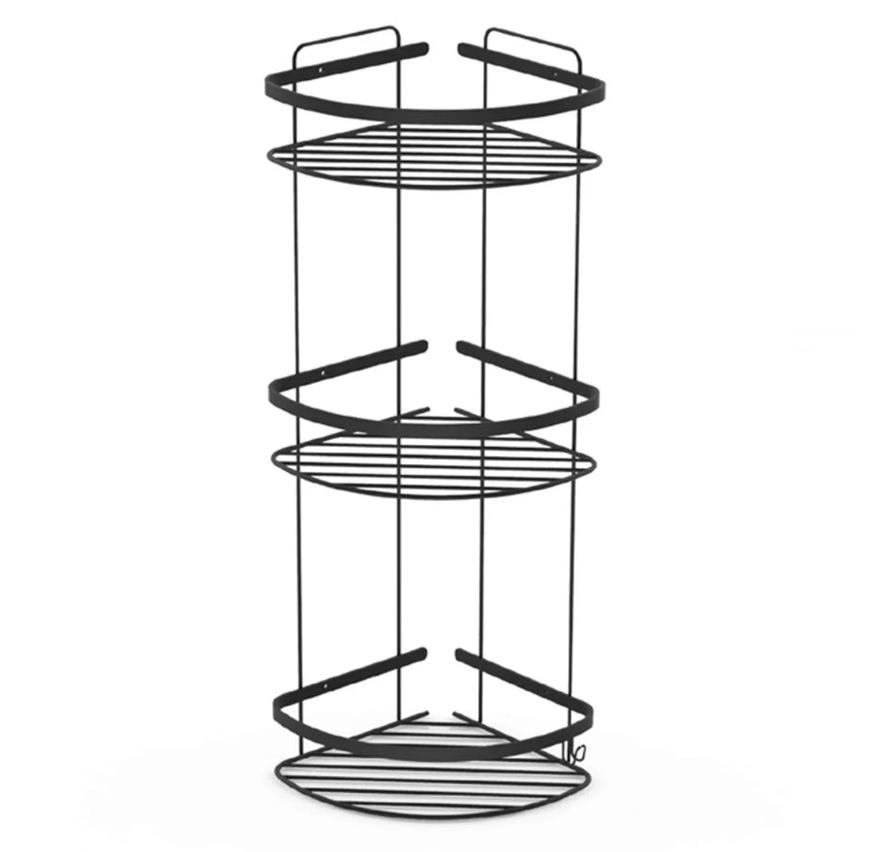 Paslanmaz Duvara Monte 3 Lü Banyo Düzenleyici Şampuanlık Duş Rafı Siyah