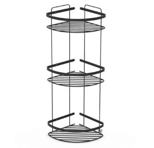 Paslanmaz Duvara Monte 3 Lü Banyo Düzenleyici Şampuanlık Duş Rafı Siyah