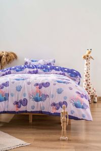 Zethome Deniz Kızı Mor Çift Taraflı Çocuk Nevresim Takımı Pamuklu 160x220cm