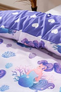 Zethome Deniz Kızı Mor Çift Taraflı Çocuk Nevresim Takımı Pamuklu 160x220cm