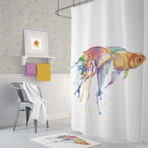 Banyo Perdesi 1x180x200 Tek Kanat Duş Perdesi Halka Hediyeli Duşakabin Perdesi Goldfish