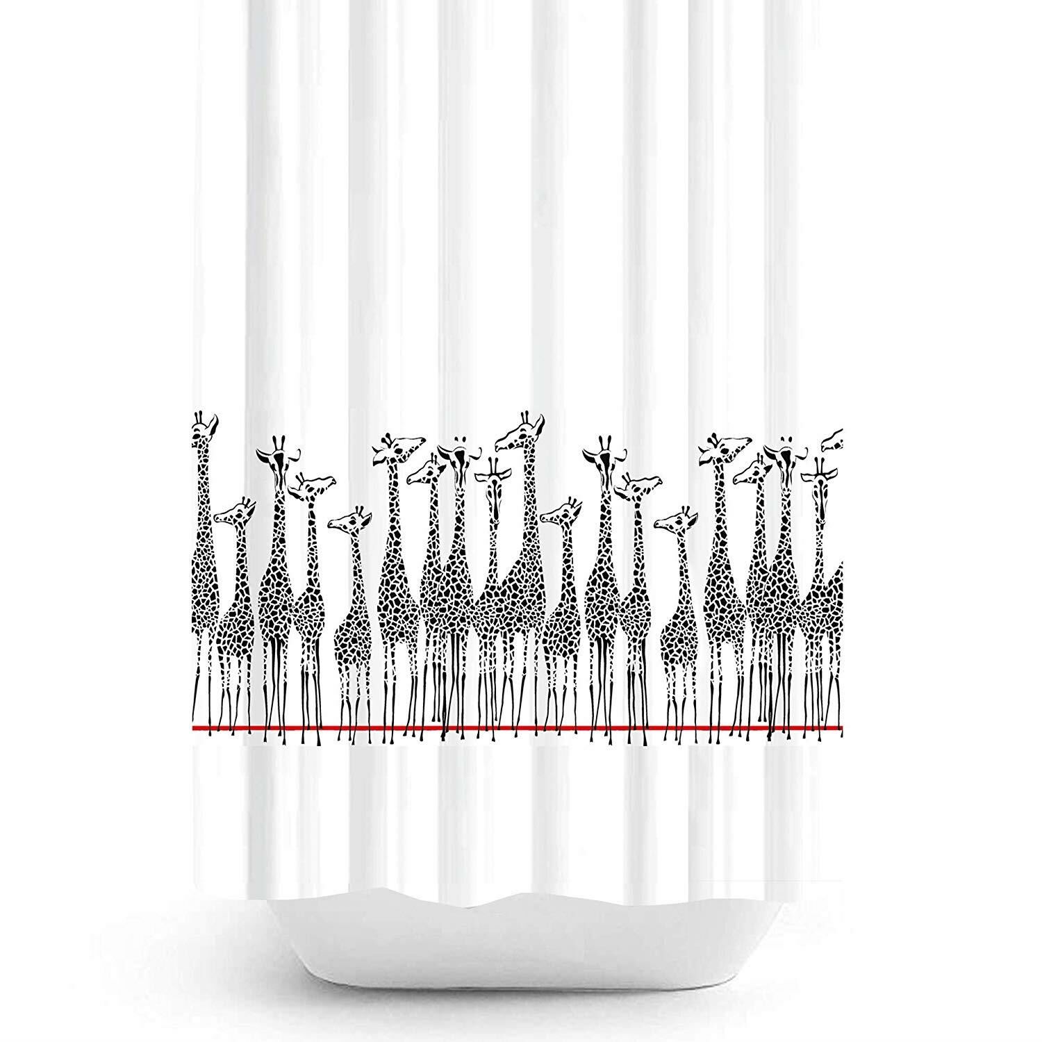 Banyo Perdesi 1x180x200 Tek Kanat Duş Perdesi Halka Hediyeli Duşakabin Perdesi Giraffe