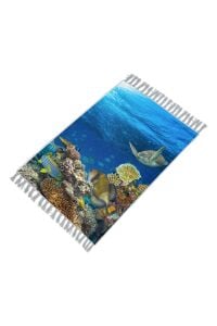 Banyo Paspas Ve Tek Kanat Duş Perdesi 1x180x200 Set Banyo Halısı Aquarium