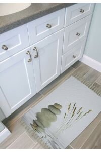 Banyo Paspas Ve Tek Kanat Duş Perdesi 1x120x200 Set Banyo Halısı Stone And Reed