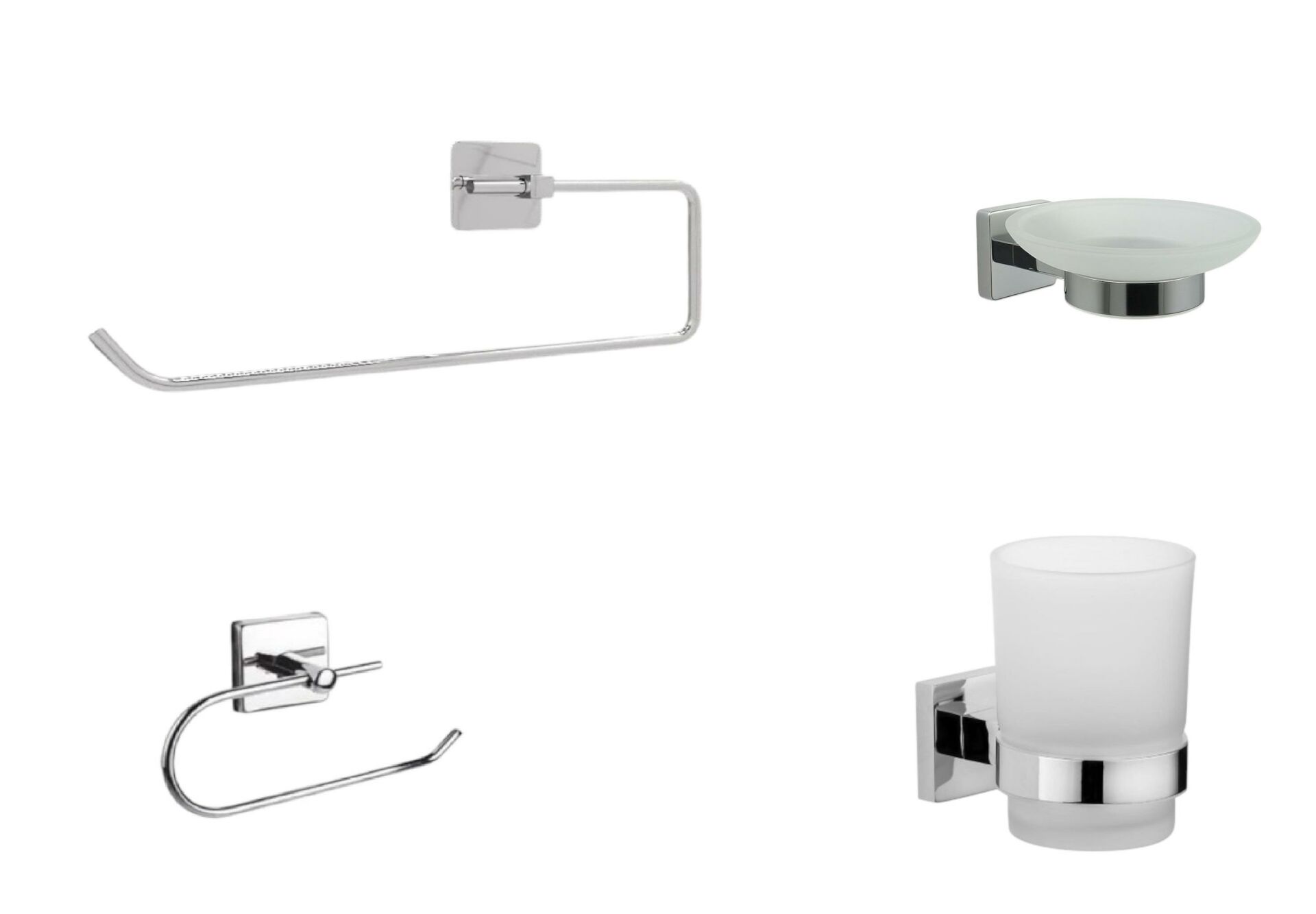 Yapışkanlı Banyo Seti 4 Parça Uzun Havluluk Açık Kağıtlık Diş Fırçalık Sabunluk