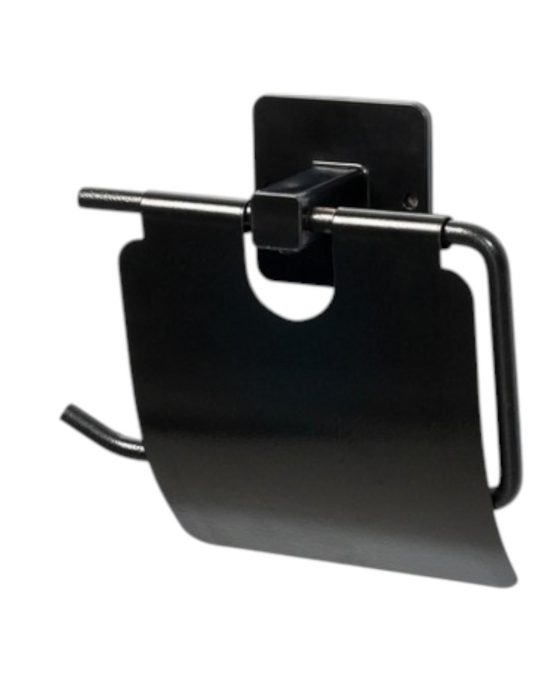 Yapışkanlı Banyo Siyah Kapaklı Kağıtlık Tuvalet Kağıtlık