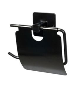 Yapışkanlı Banyo Siyah Kapaklı Kağıtlık Tuvalet Kağıtlık