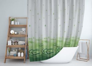 Banyo Perdesi 2x120x200 Çift Kanat Duş Perdesi Halka Hediyeli Duşakabin Perdesi 5020 Yeşil