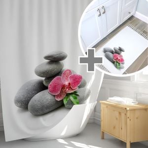 Banyo Paspas Ve Tek Kanat Duş Perdesi 1x180x200 Set Banyo Halısı Spa