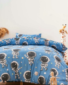 Astronot Mavi Çift Taraflı Çocuk Nevresim Takımı 160x220 cm