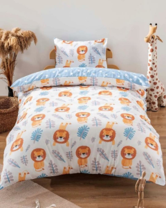 Mavi Aslan Çift Taraflı Çocuk Nevresim Takımı 160x220 cm