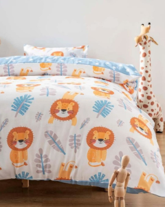 Mavi Aslan Çift Taraflı Çocuk Nevresim Takımı 160x220 cm