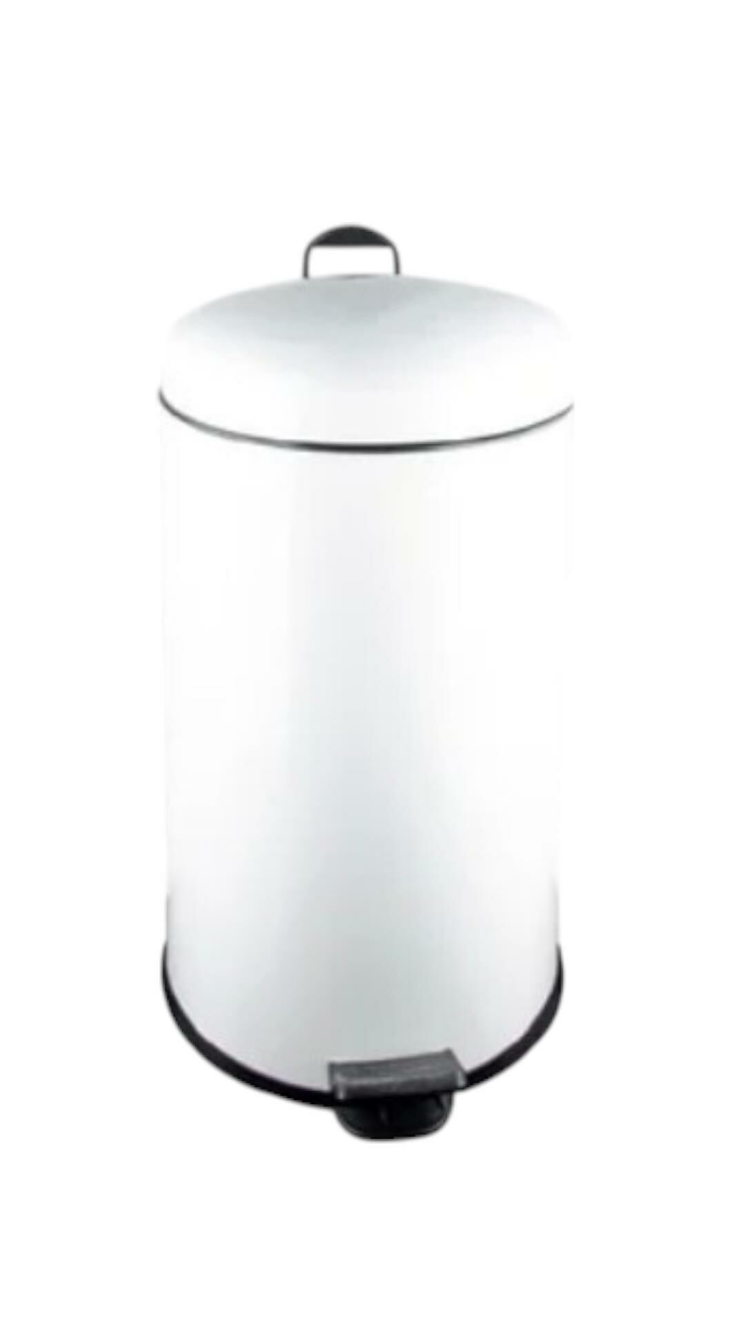 Paslanmaz Bombe Kapak Banyo Çöp Kovası Pedallı Mutfak Çöp Kovası Beyaz 8 LT