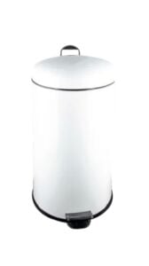 Paslanmaz Bombe Kapak Banyo Çöp Kovası Pedallı Mutfak Çöp Kovası Beyaz 8 LT