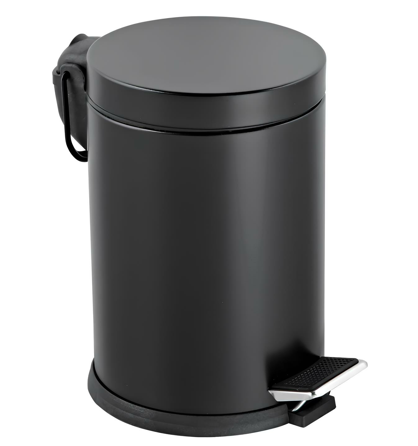 Paslanmaz Banyo Çöp Kovası Pedallı Mutfak Çöp Kovası Siyah 8 LT