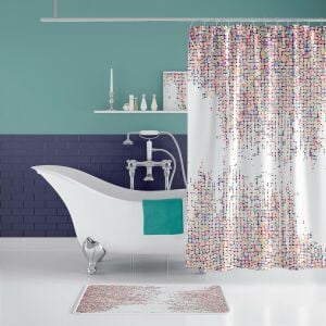 Banyo Perdesi 1x180x200 Tek Kanat Duş Perdesi Halka Hediyeli Duşakabin Perdesi Dotted