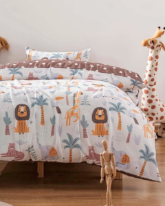 Hayvanat Bahçesi Kahve Çift Taraflı Çocuk Nevresim Takımı 160x220 cm