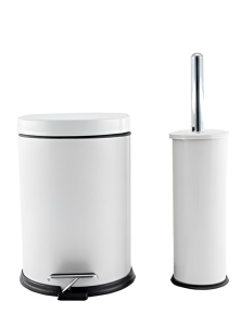 Zethome Beyaz İkili Banyo Seti (Çöp Kovası-Tuvalet Fırçası)