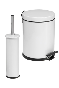 Zethome Beyaz İkili Banyo Seti (Çöp Kovası-Tuvalet Fırçası)