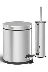 Zethome Krom İkili Banyo Seti (Çöp Kovası-Tuvalet Fırçası)