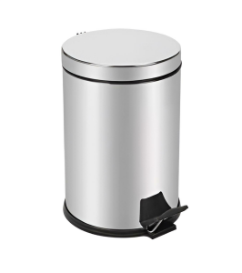 Zethome Paslanmaz Pedallı Çöp Kovası Krom 5 LT