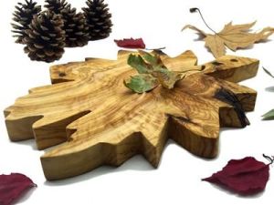 Zethome Zeytin Ağacı Ahşap Çınar Yaprağı Sunum Tahtası