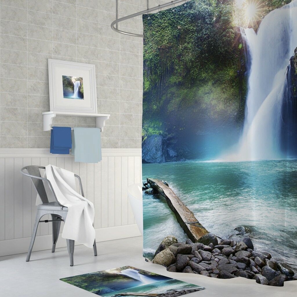 Banyo Perdesi 1x180x200 Tek Kanat Duş Perdesi Halka Hediyeli Duşakabin Perdesi Waterfall