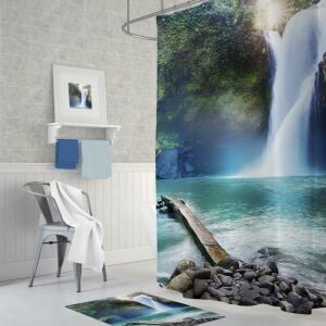 Banyo Perdesi 1x180x200 Tek Kanat Duş Perdesi Halka Hediyeli Duşakabin Perdesi Waterfall