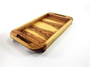 Zethome Zeytin Ağacı Ahşap Kulplu Çay Tepsisi