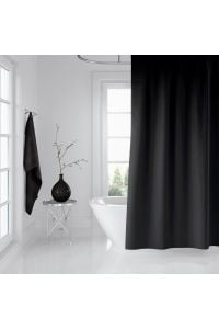 Zethome Banyo Duş Perdesi Siyah 180x200 Perde Borusu Askı Aparatı 120x200 Hediyeli