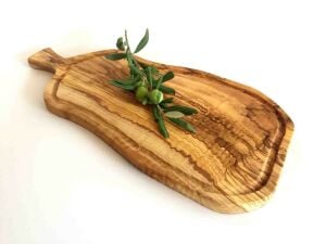 Zethome Zeytin Ağacı Ahşap Doğal Formlu Saplı Oluklu Steak Tahtası