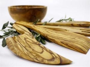 Zethome Zeytin Ağacı Ahşap 4 Parça Salata Yemek Servis Sunum Kaşığı Seti