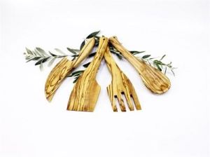 Zethome Zeytin Ağacı Ahşap 4 Parça Salata Yemek Servis Sunum Kaşığı Seti