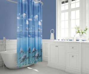 Banyo Perdesi 1x180x200 Tek Kanat Duş Perdesi Halka Hediyeli Duşakabin Perdesi 8852