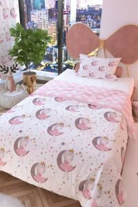 Zethome Ay Kızı Beyaz Çift Taraflı Çocuk Nevresim Takımı 160x220 cm