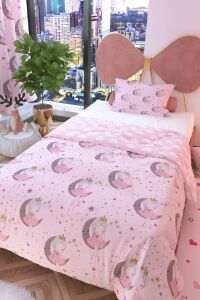 Zethome Ay Kızı Pudra Çift Taraflı Çocuk Nevresim Takımı 160x220 cm